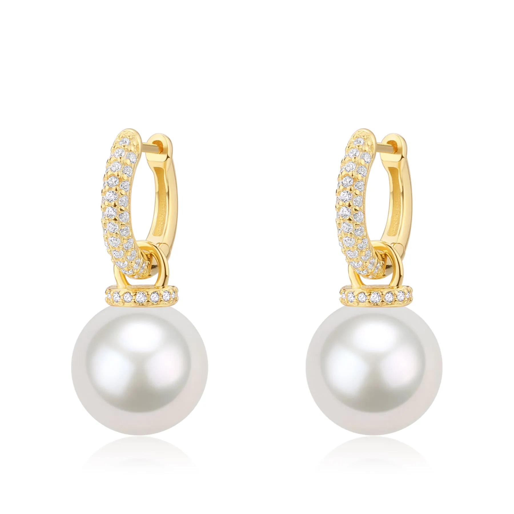 11-12mm Freshwater Pearl & Kate CZ Hoop Earrings