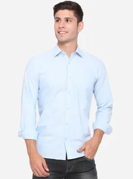 Aquamarine Blue Solid Slim Fit Casual Shirt | Greenfibre