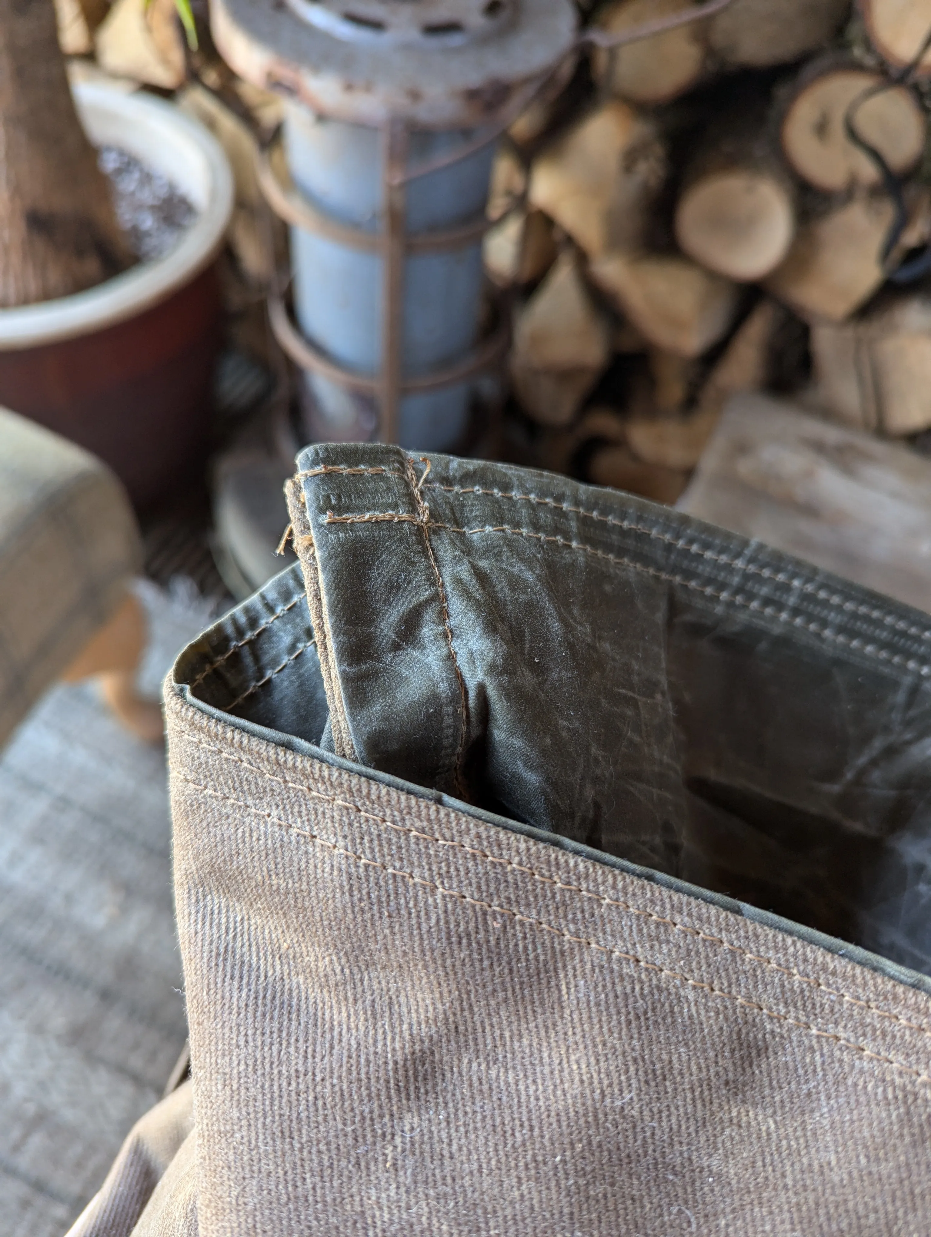 Bushcraft & travel rucksack - double lined waxed canvas & leather