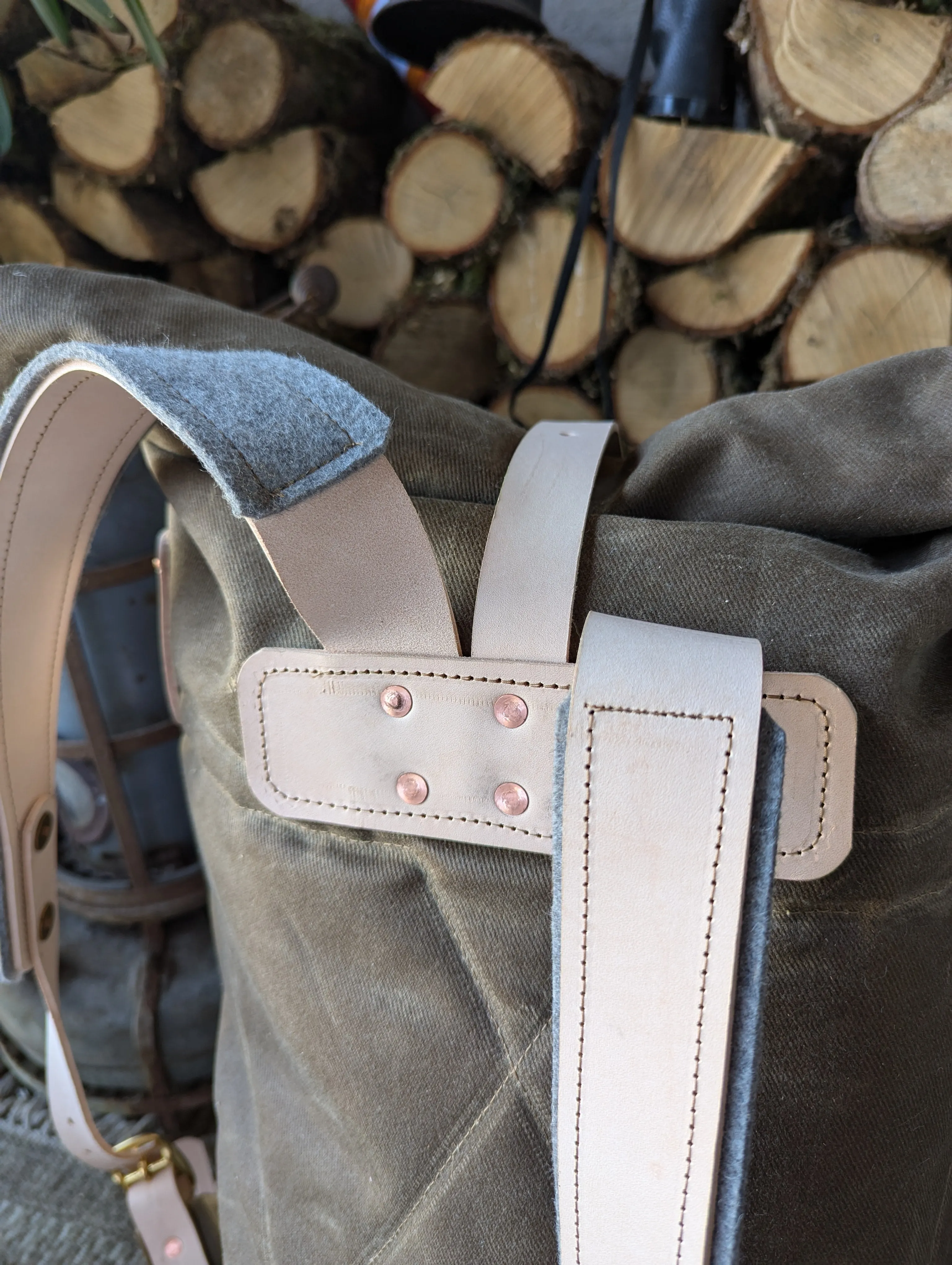 Bushcraft & travel rucksack - double lined waxed canvas & leather