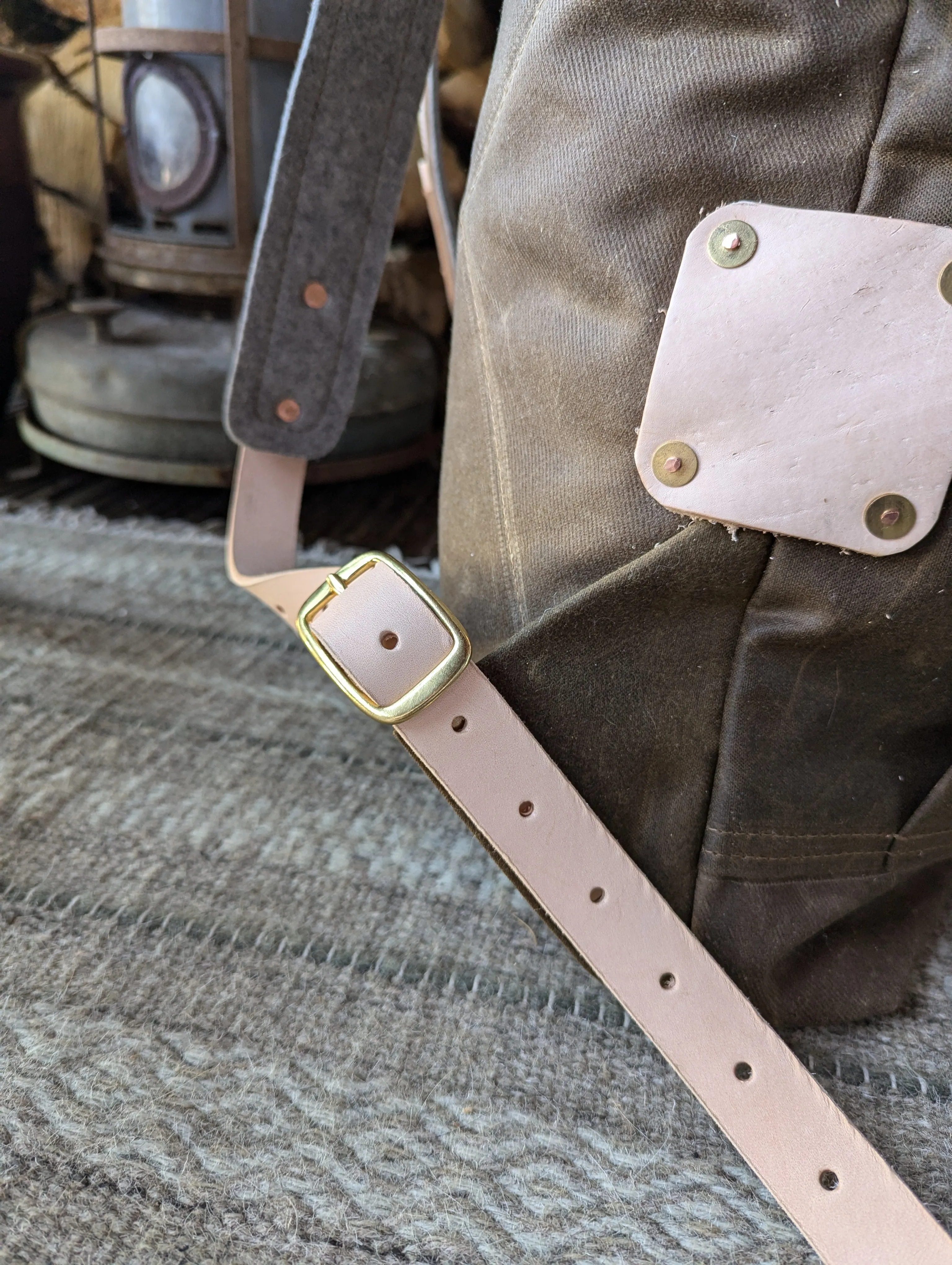 Bushcraft & travel rucksack - double lined waxed canvas & leather