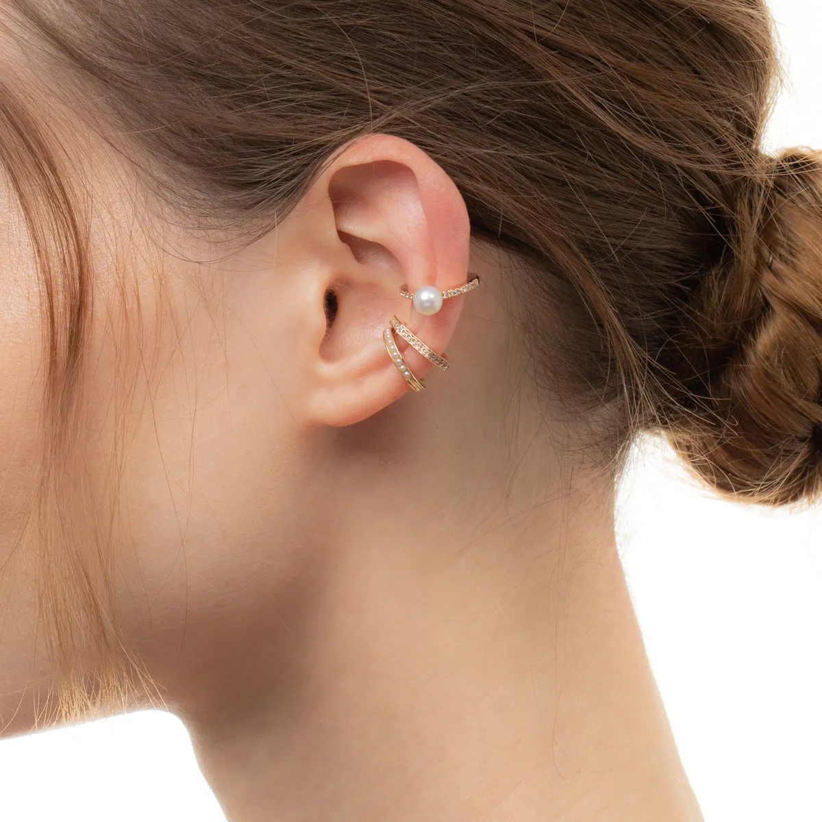 Caviar Pearl Ear Cuff Small size