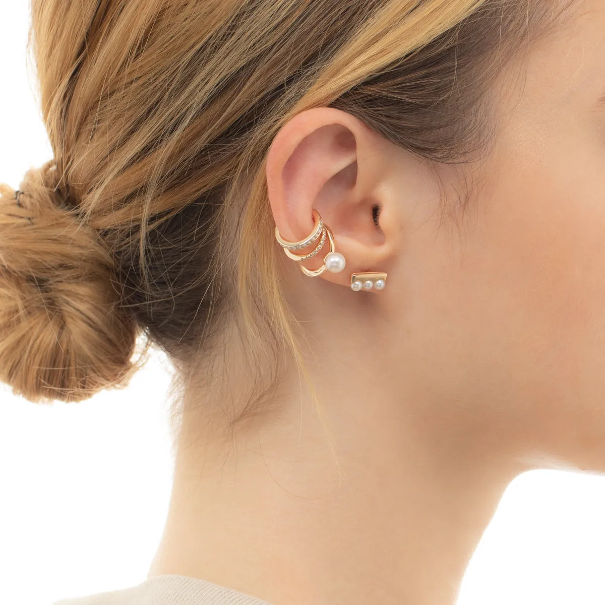 Caviar Pearl Ear Cuff Small size
