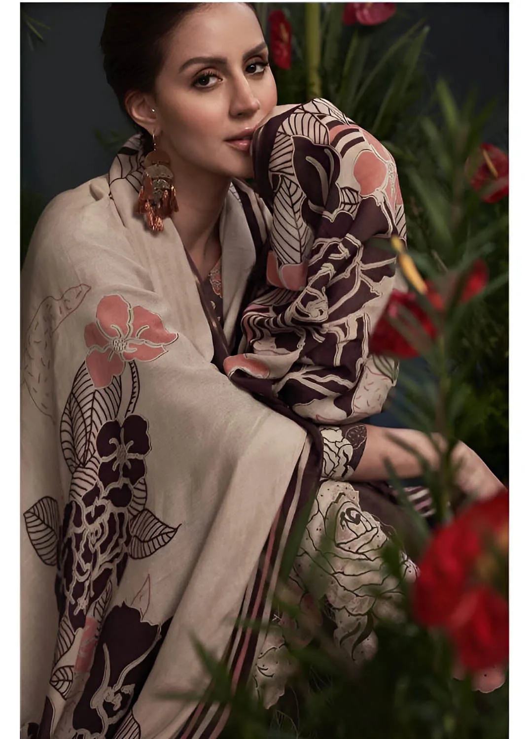 Cotton Silk Unstitched Suit Material with Chiffon Dupatta for Women