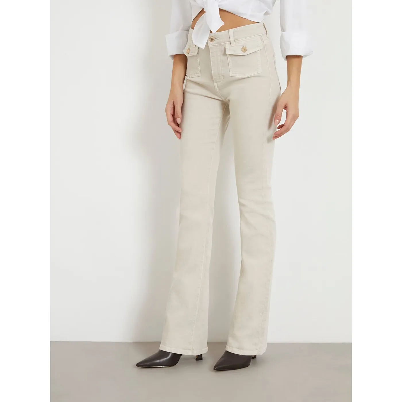 Cream High Rise Flare Jeans