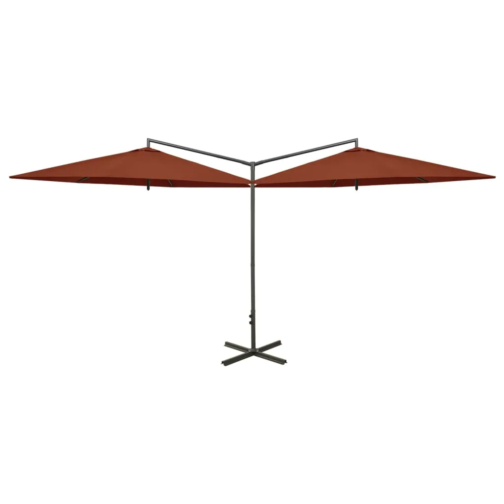 Double Parasol with Steel Pole Terracotta 600 cm