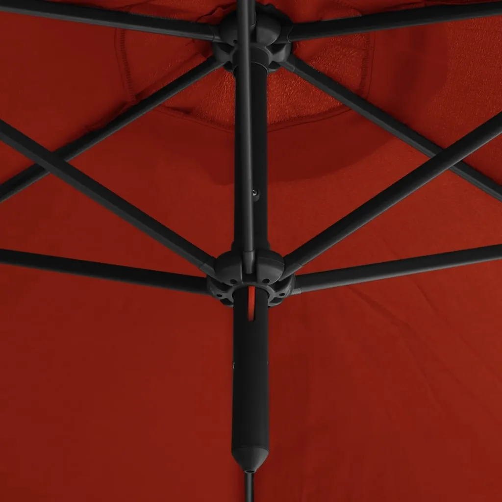 Double Parasol with Steel Pole Terracotta 600 cm