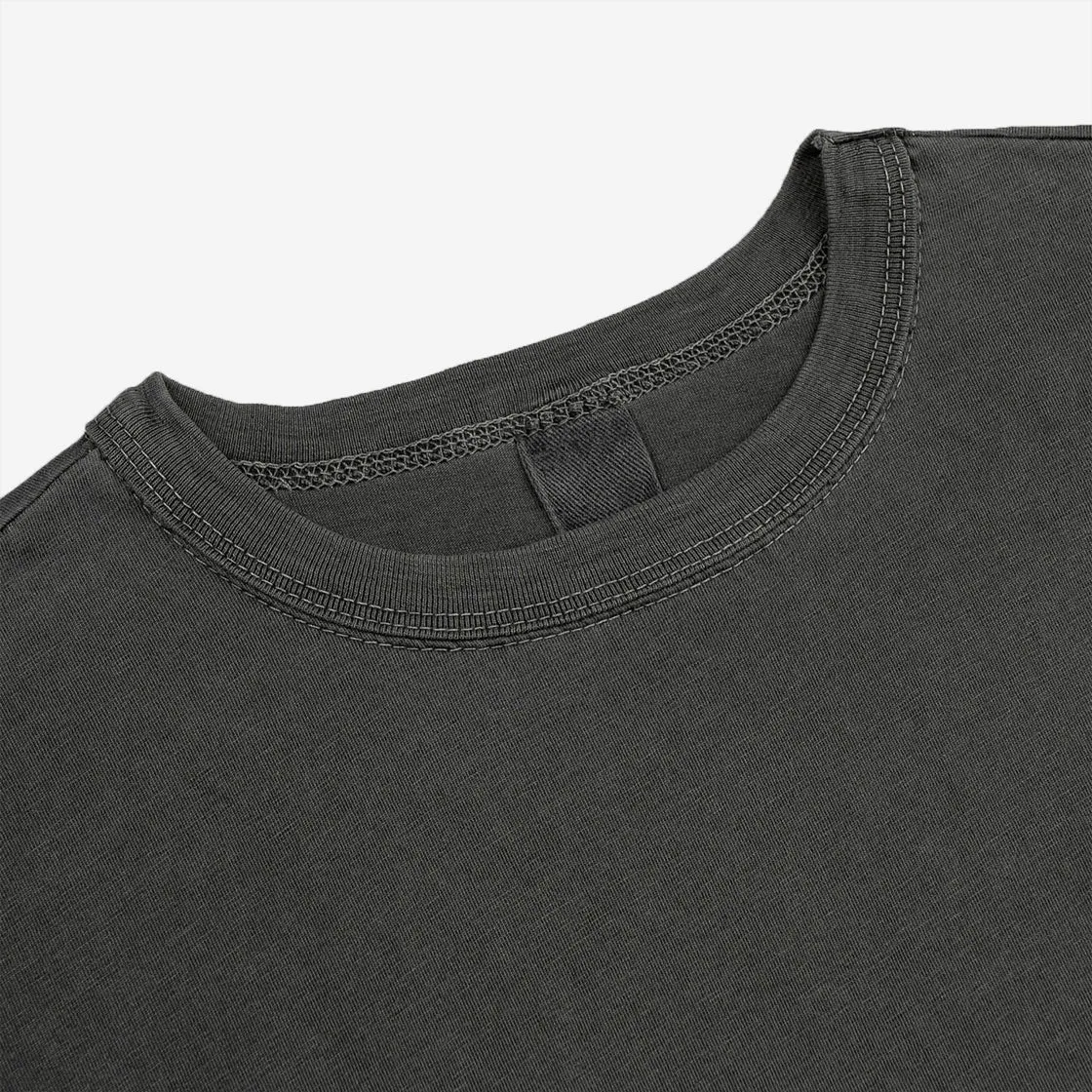 Garment Dyed Pima Cotton Plain T-Shirt - Smoke