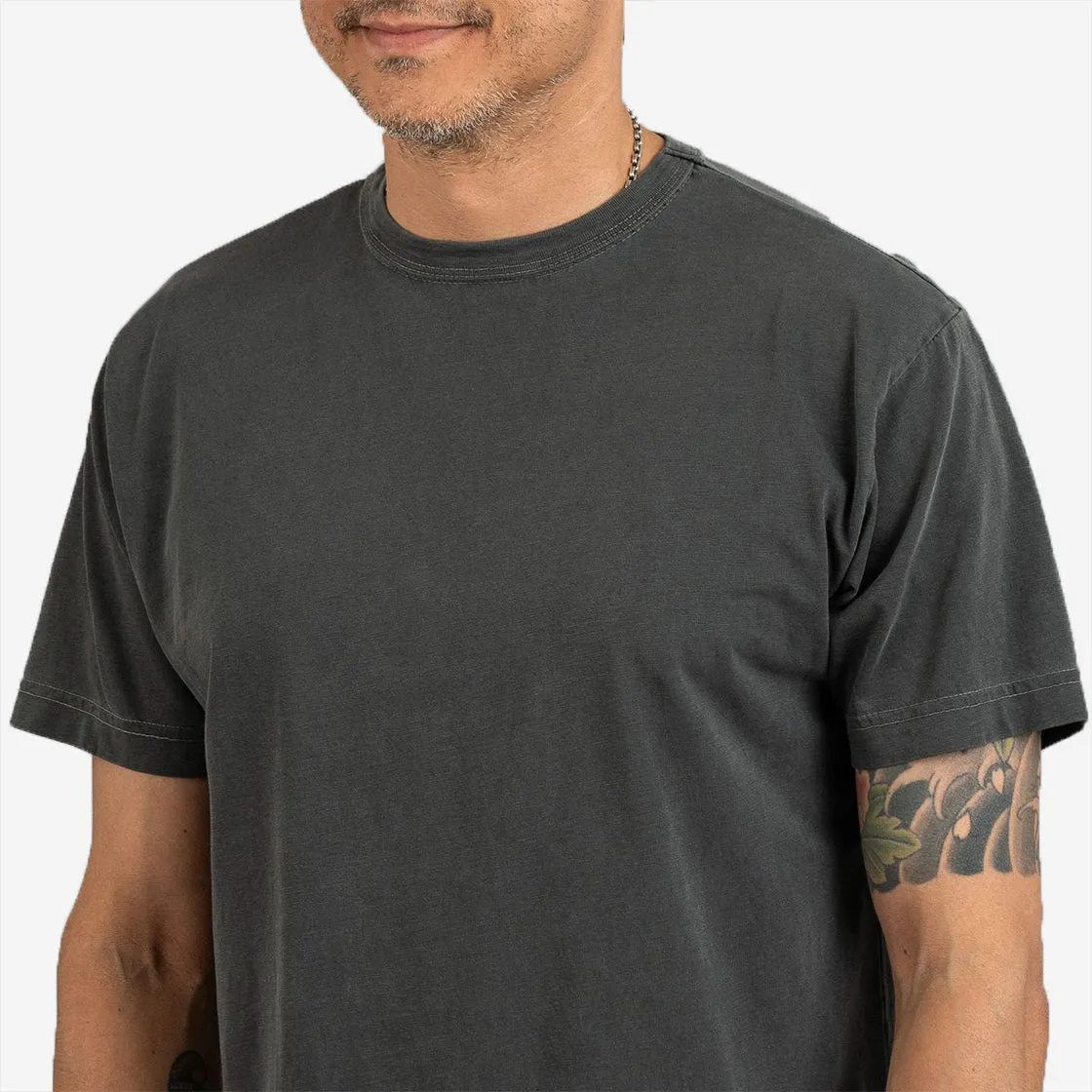 Garment Dyed Pima Cotton Plain T-Shirt - Smoke