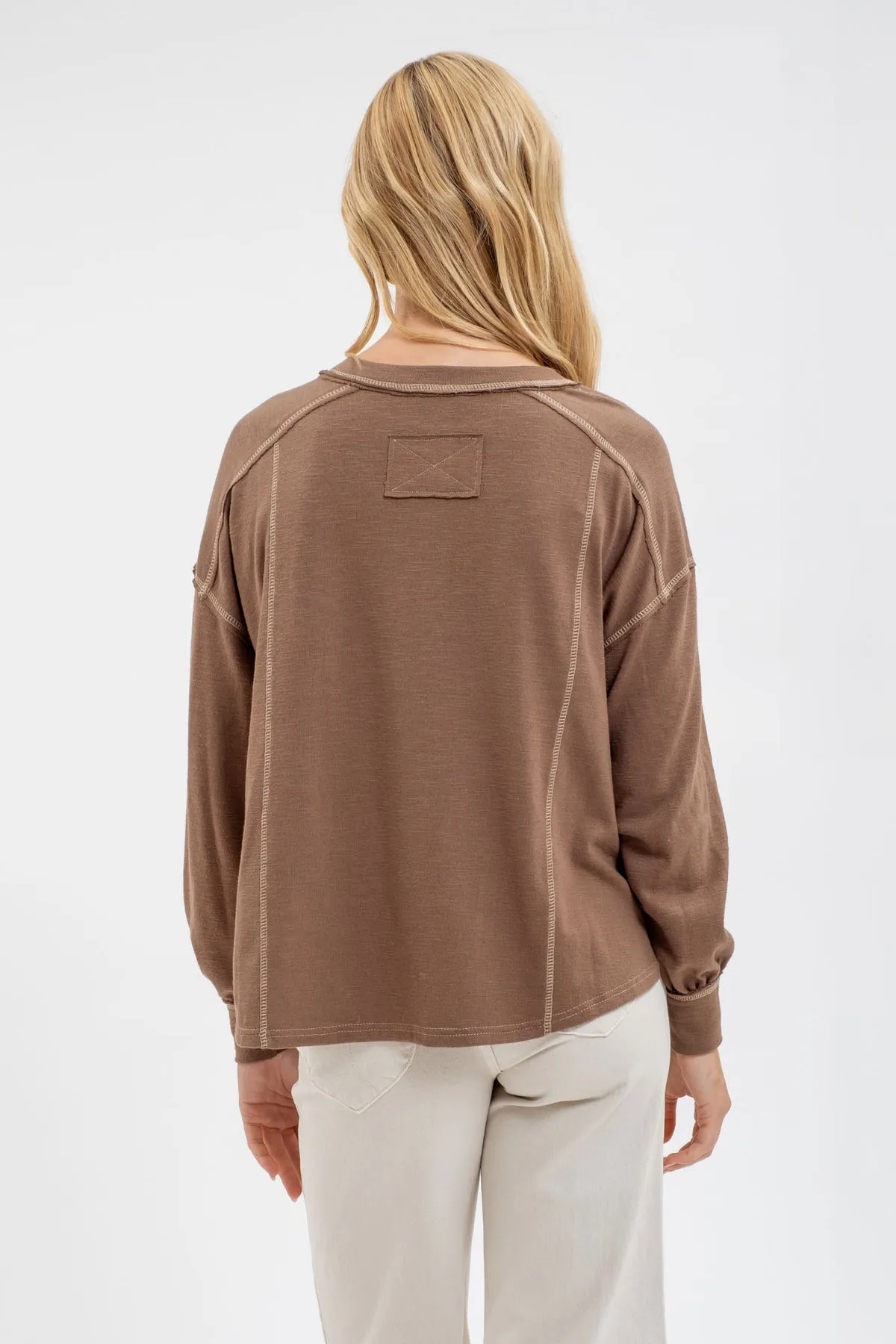 Gary Drop Shoulder Long Sleeve Henley Top [S-3X]