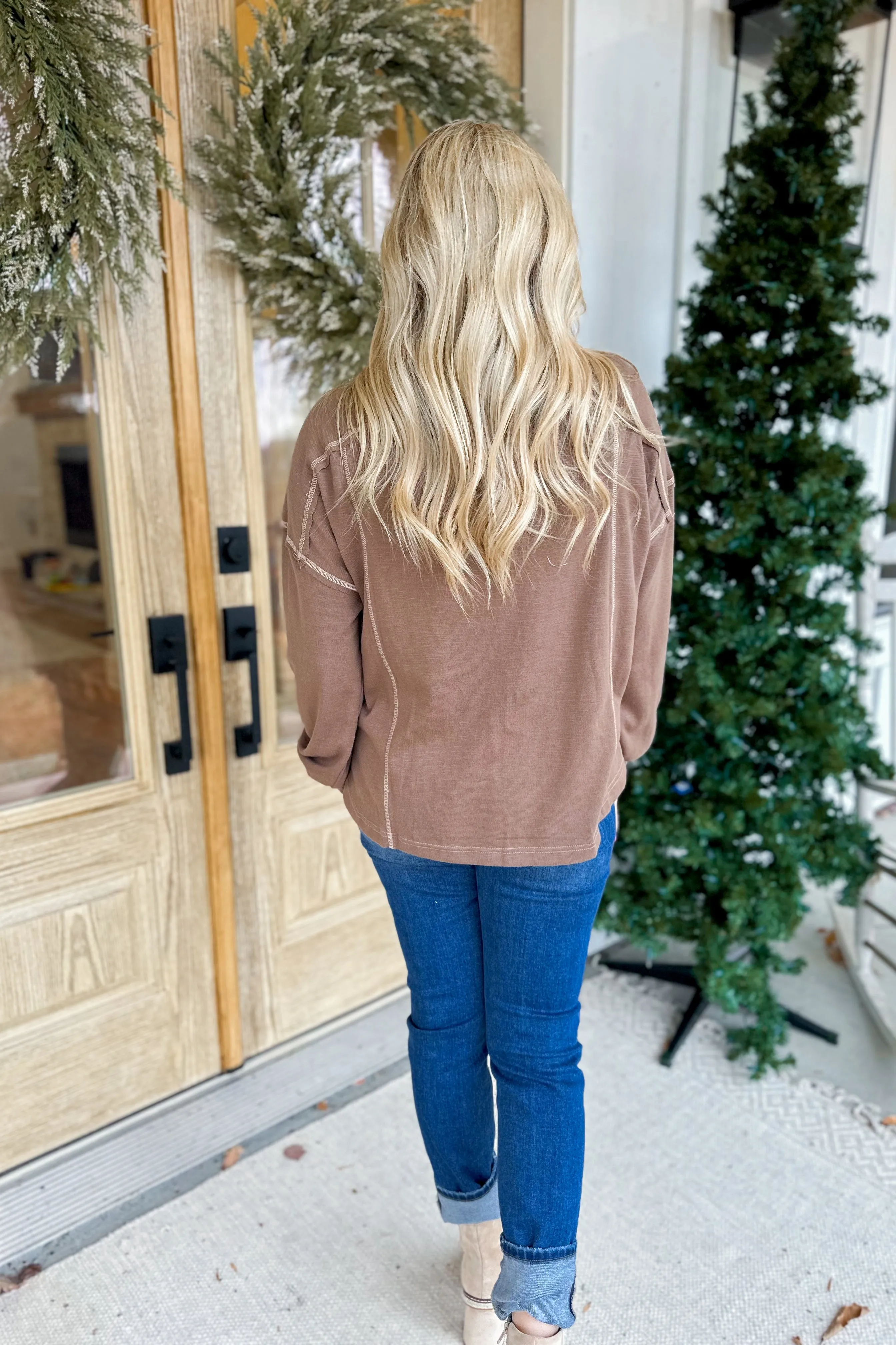 Gary Drop Shoulder Long Sleeve Henley Top [S-3X]