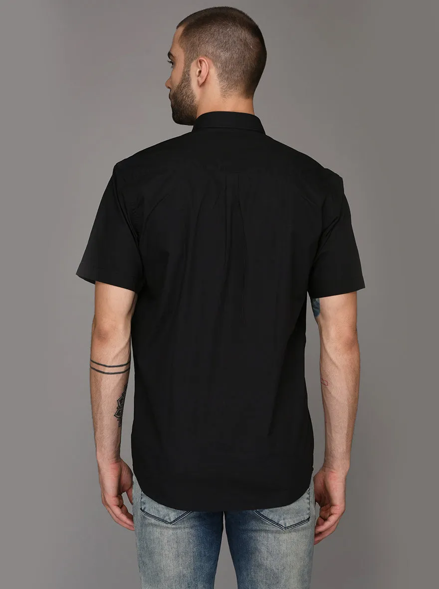 Greenfibre Black Regular Fit Casual Shirt