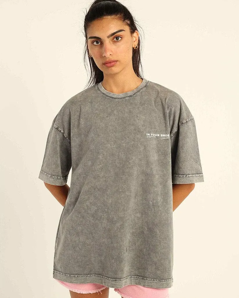 Grey Acid Washed Oversized Tee