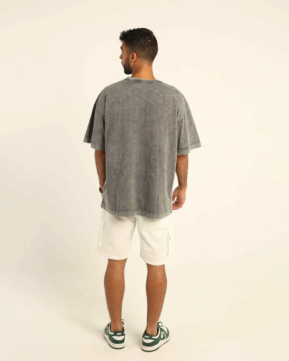 Grey Acid Washed Oversized Tee
