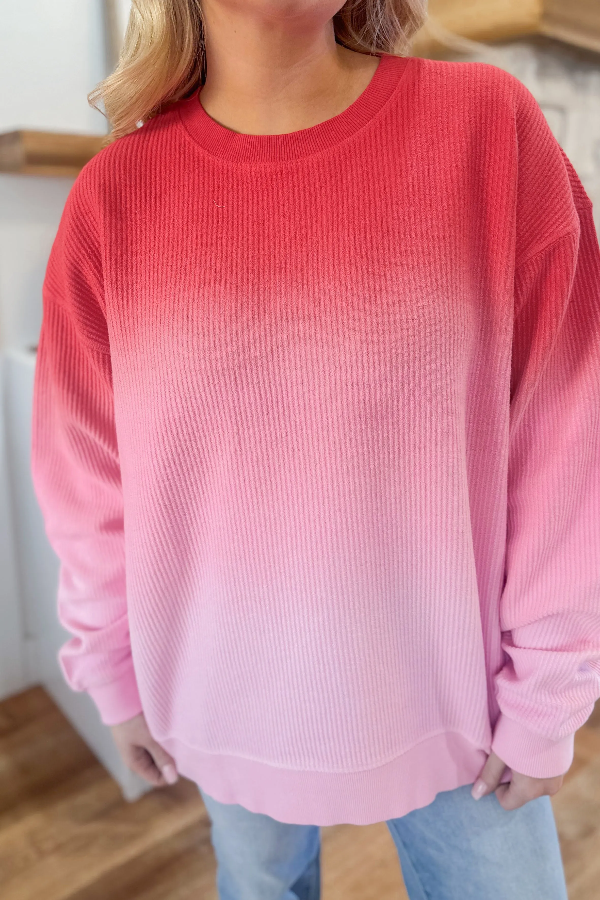 Henny Ombre Cozy Corded Crew Long Sleeve Sweatshirt *FINAL SALE*
