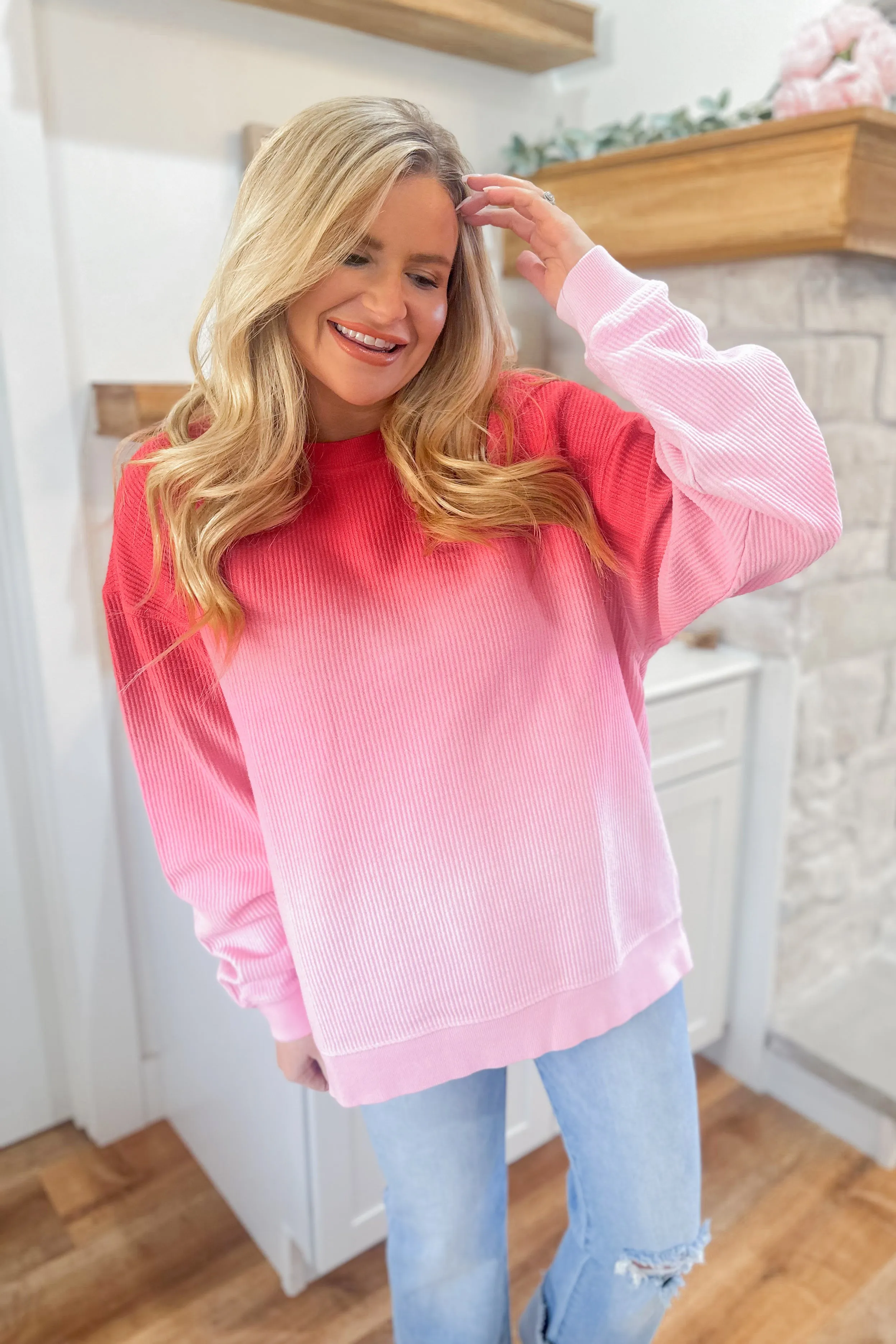 Henny Ombre Cozy Corded Crew Long Sleeve Sweatshirt *FINAL SALE*