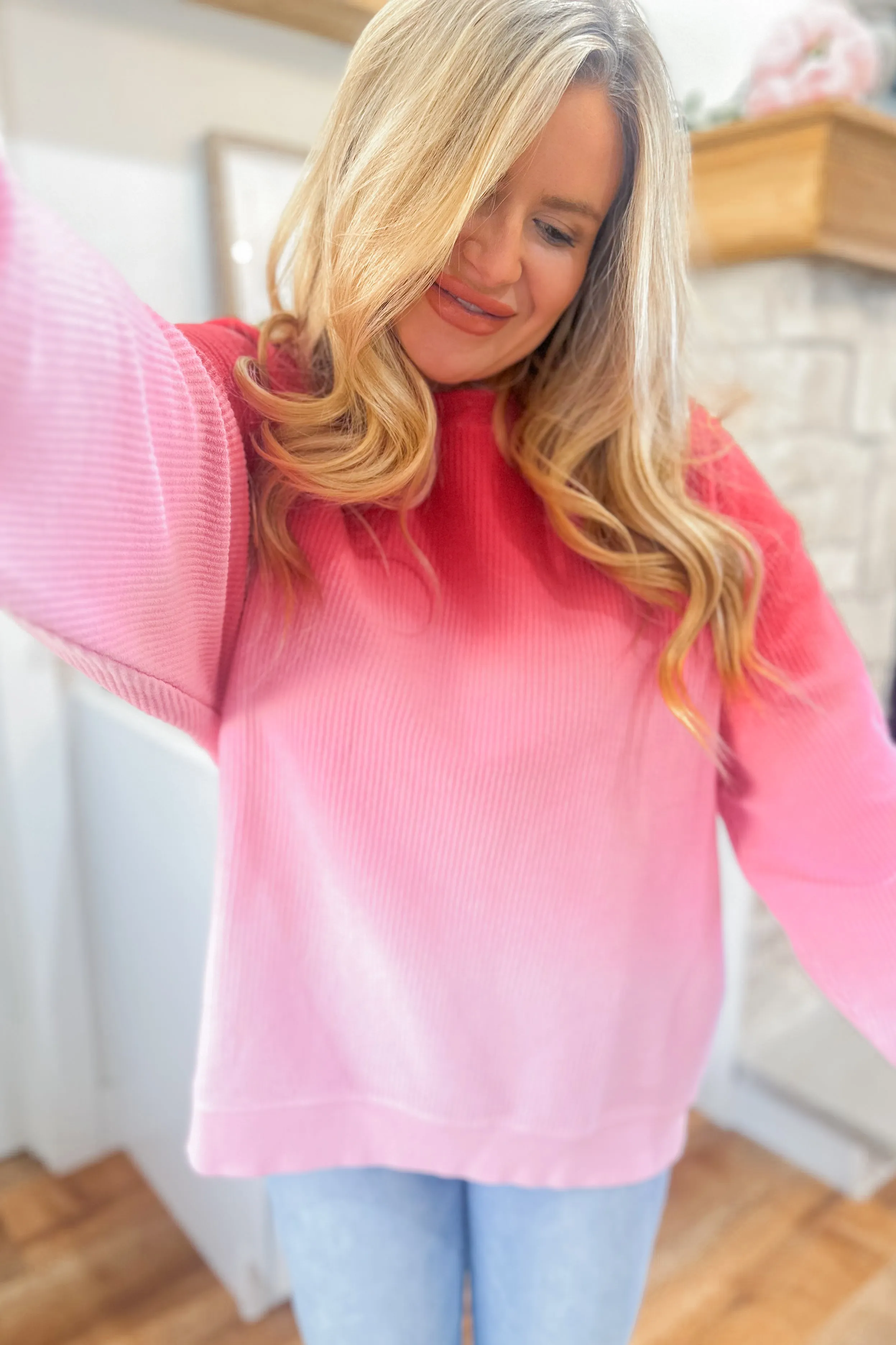 Henny Ombre Cozy Corded Crew Long Sleeve Sweatshirt *FINAL SALE*