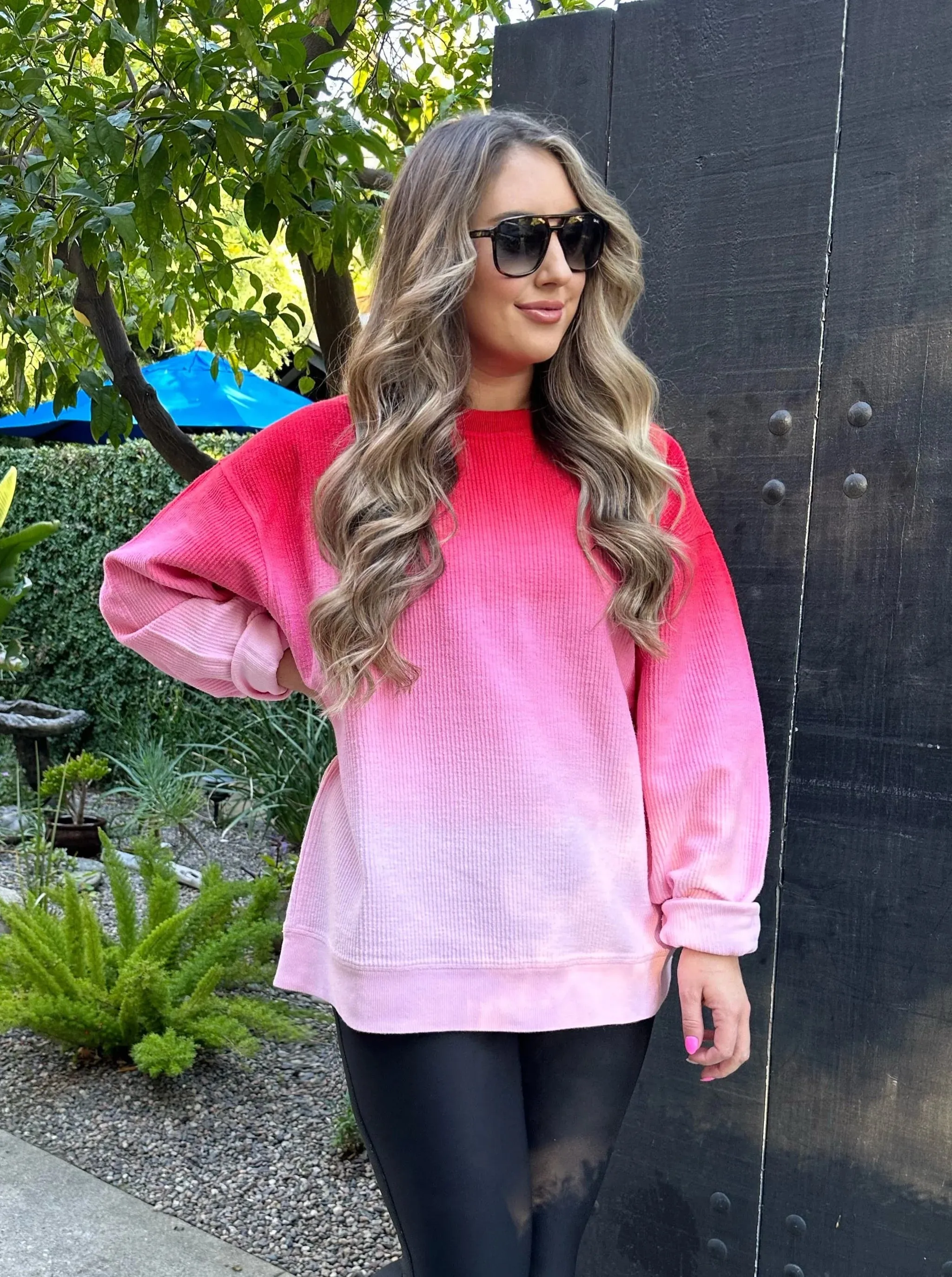 Henny Ombre Cozy Corded Crew Long Sleeve Sweatshirt *FINAL SALE*