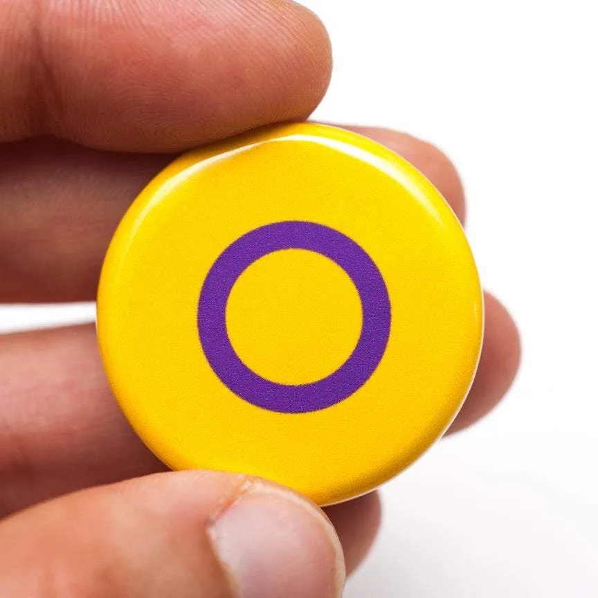 Intersex pride flag button