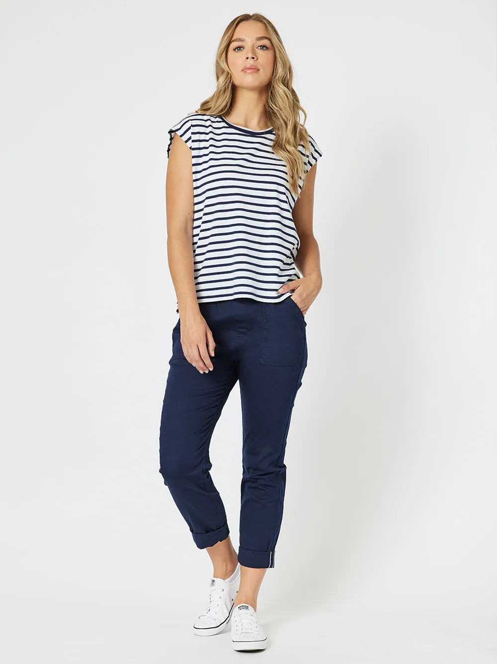 Isabella Cotton Pant - Navy