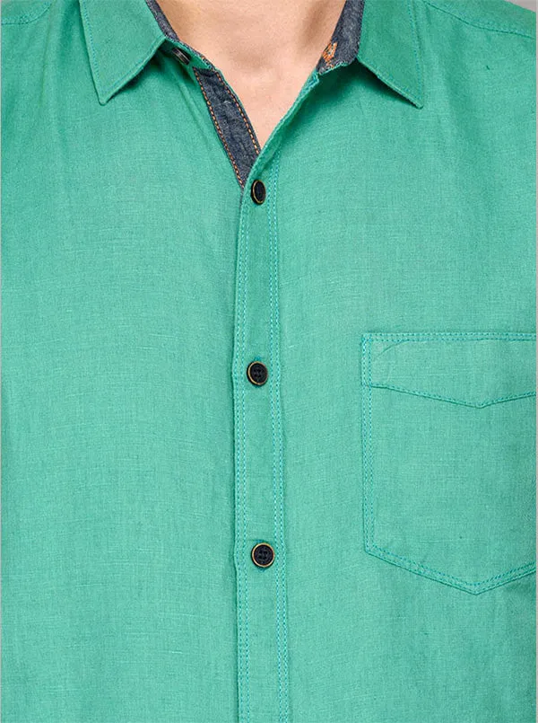 JadeBlue Sea Green Slim Fit Casual Shirt | JadeBlue