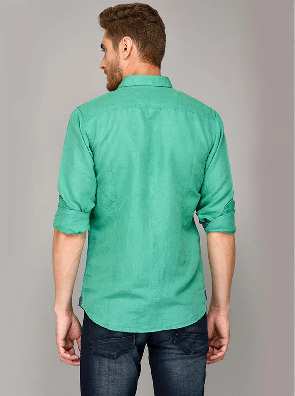 JadeBlue Sea Green Slim Fit Casual Shirt | JadeBlue