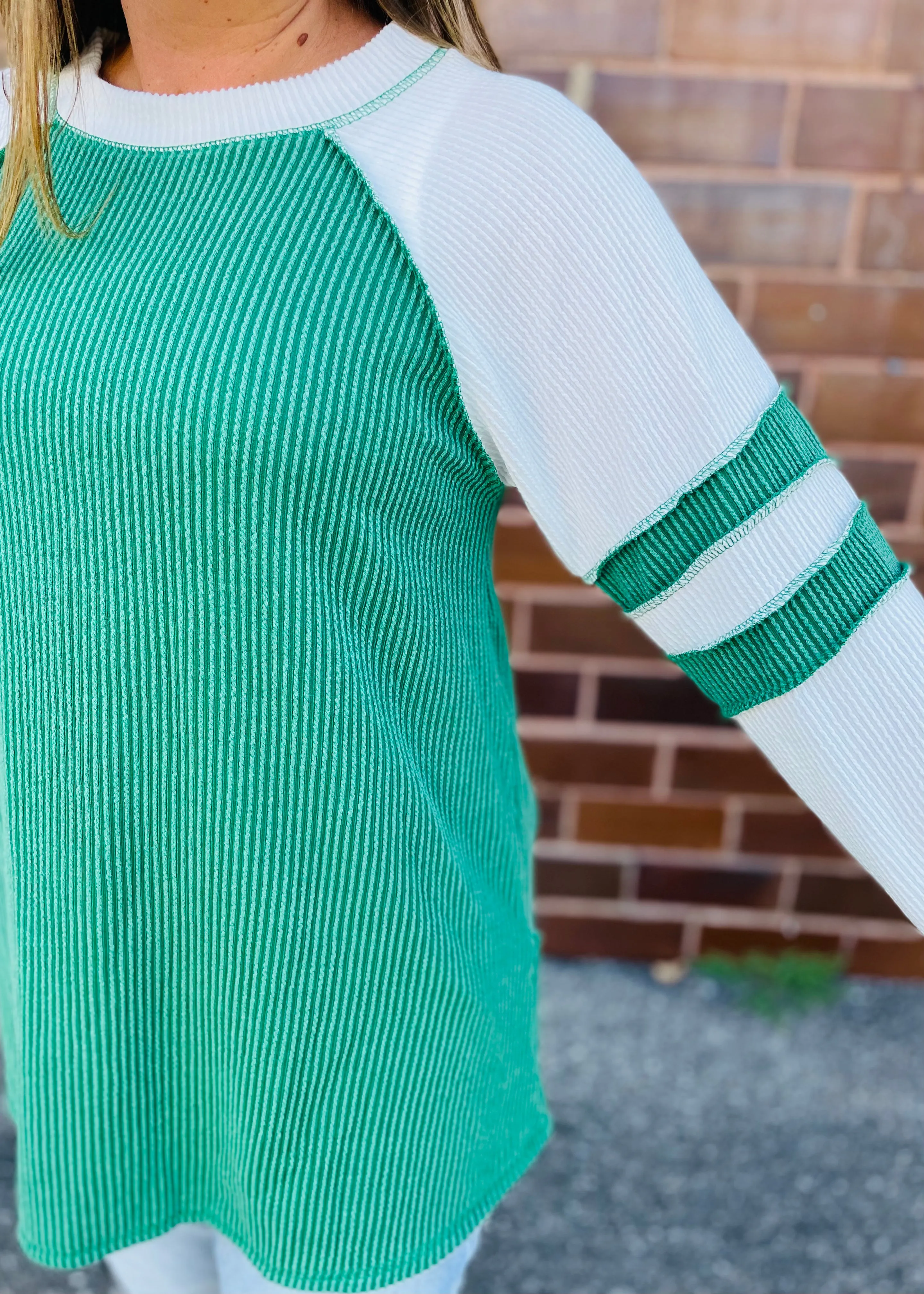 KELLY GREEN VARSITY OVERSIZED RIBBED TOP