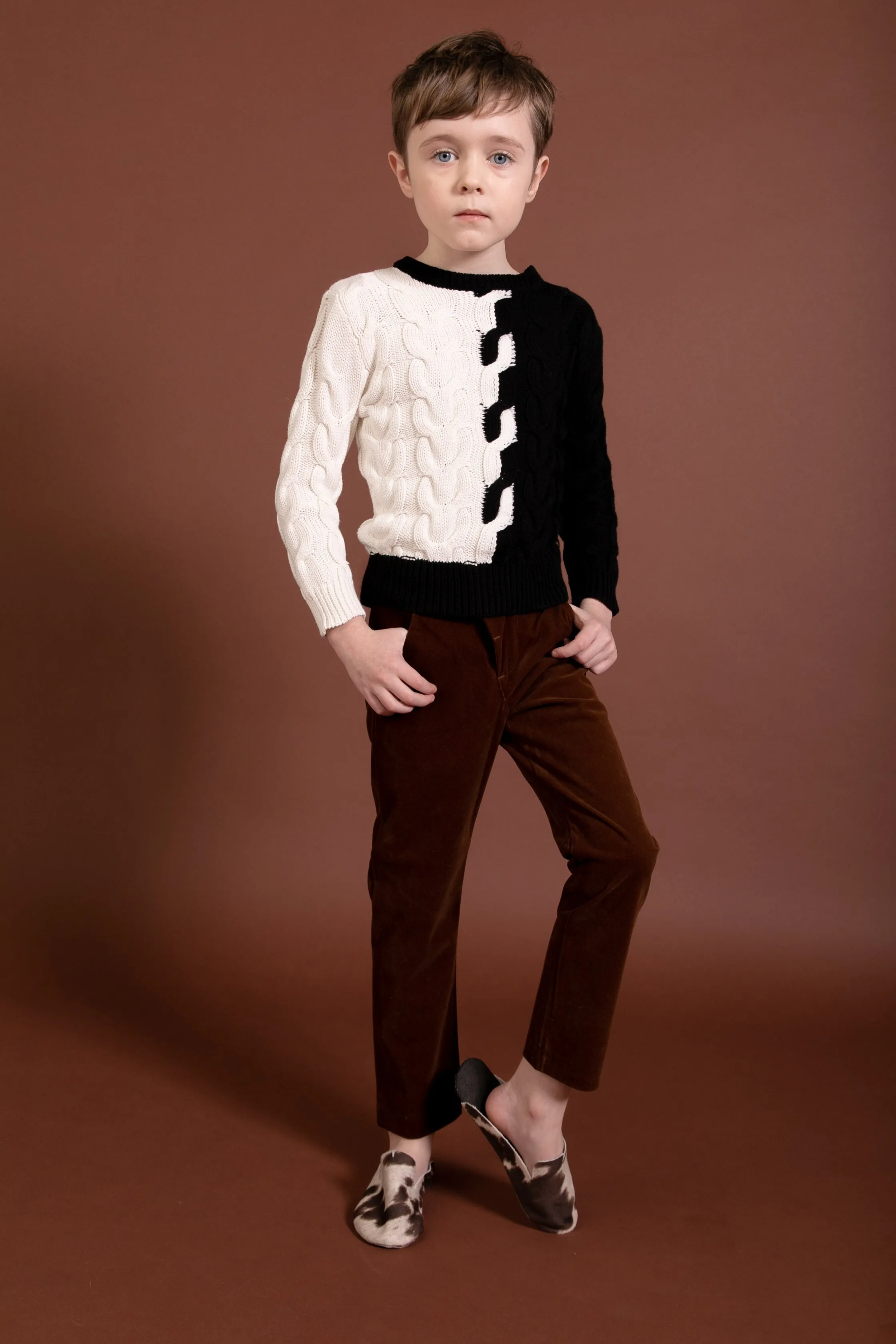 KIPP COGNAC VELVET SLIM PANTS