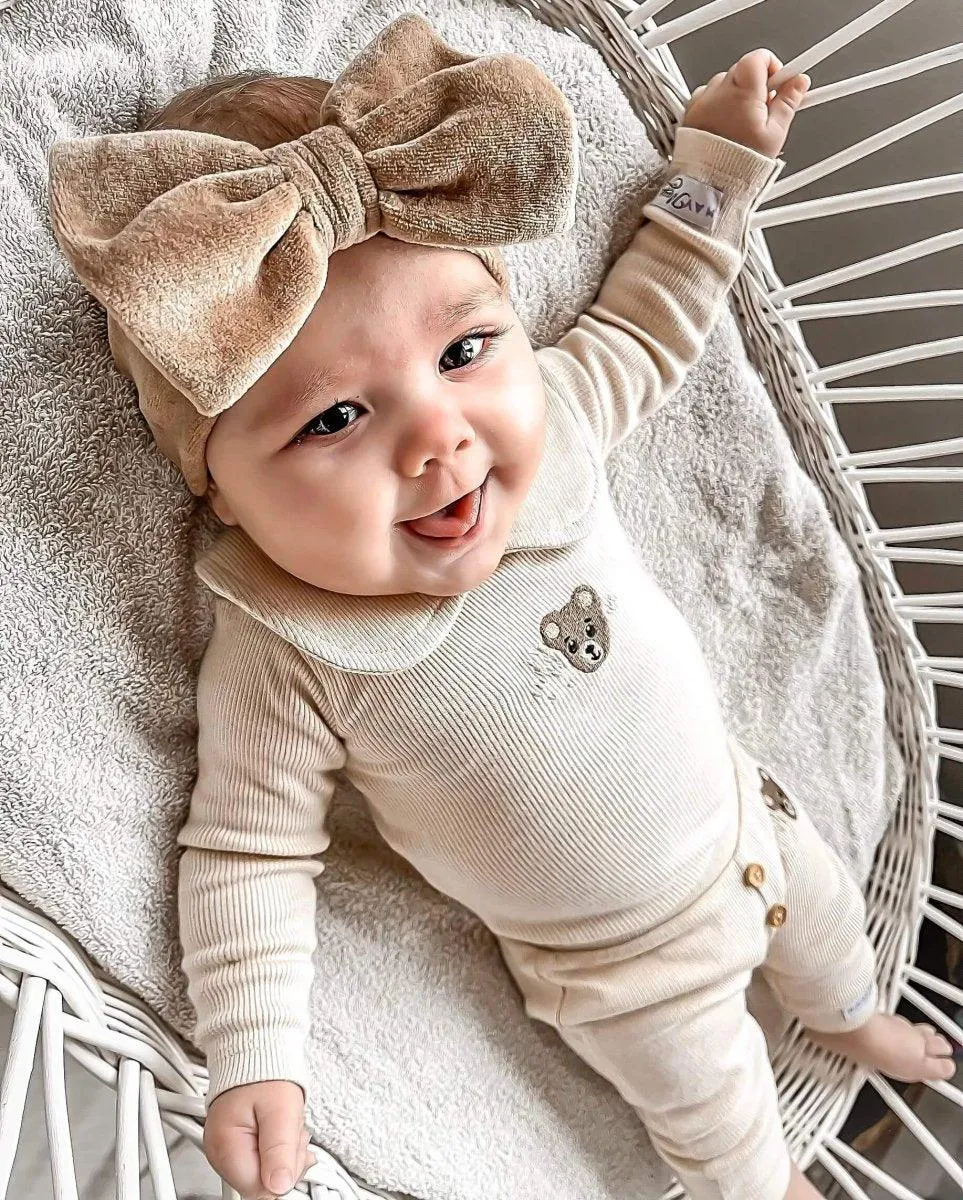 Legging beertje rib beige Teddy 86/92