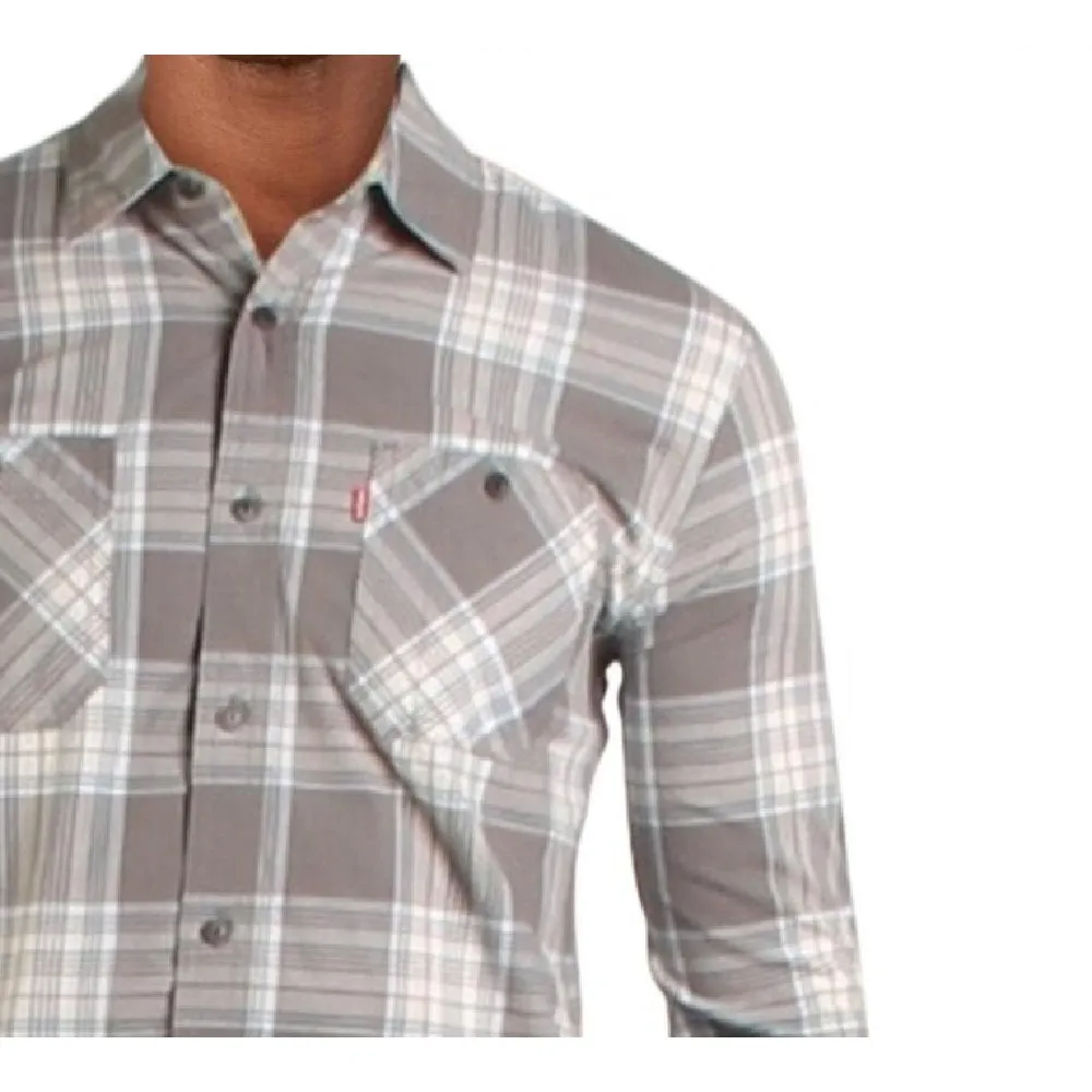 Levi's Men's Rosa Plaid Collared Button-Down Shirt White Size Small