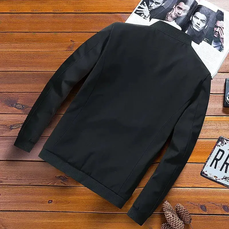 Men Spring Autumn Casual Jacket Coat English Stand Neck Men Simple Business Windproof Comfort All Match Jacket Men Size 8XL