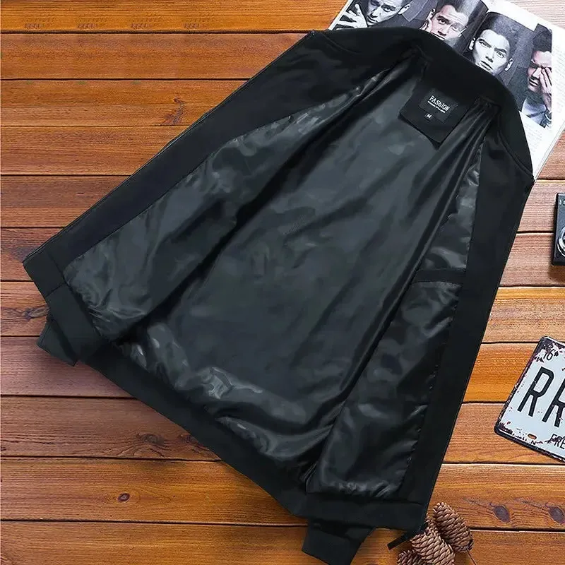 Men Spring Autumn Casual Jacket Coat English Stand Neck Men Simple Business Windproof Comfort All Match Jacket Men Size 8XL