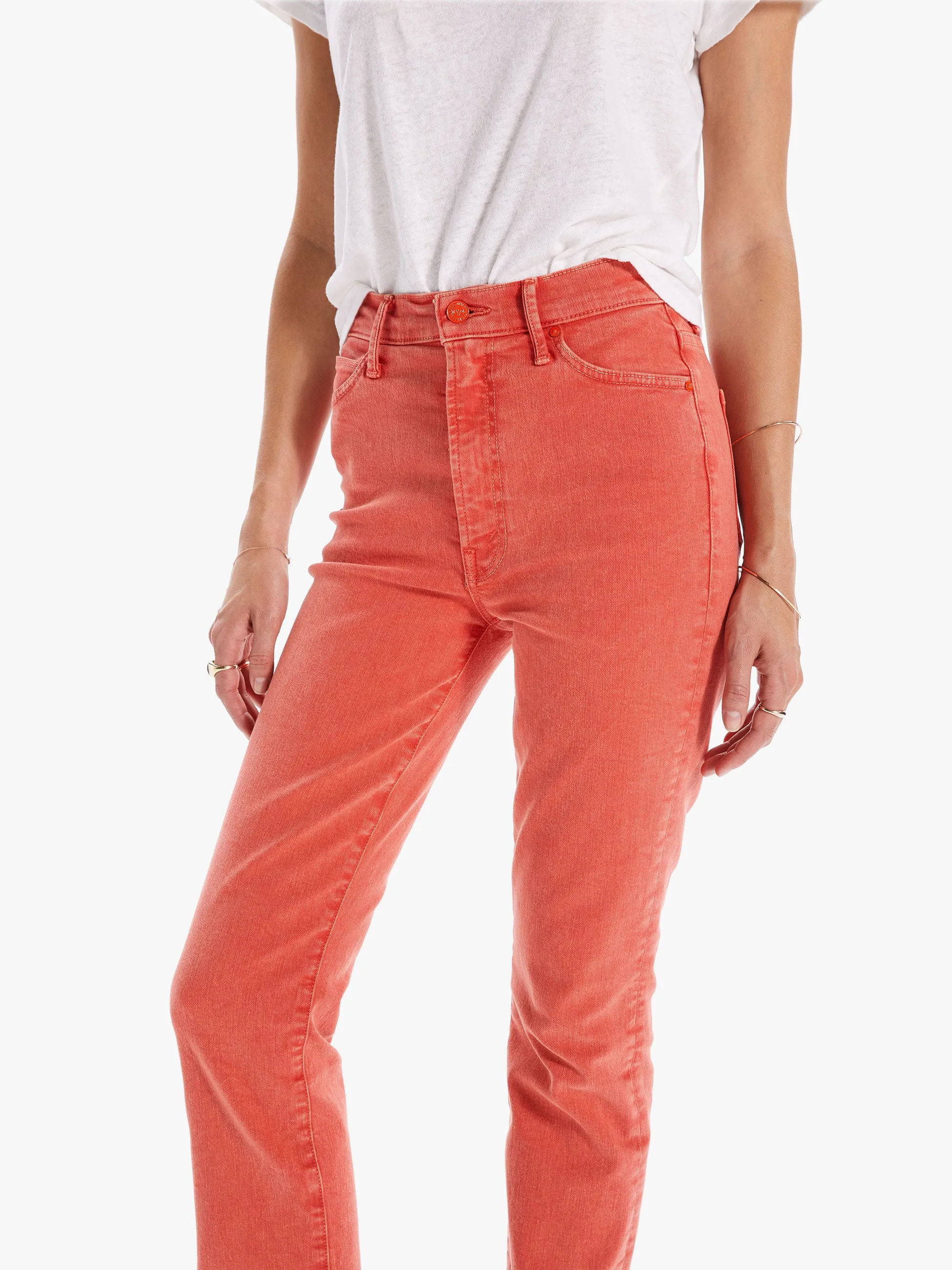 Mother - The Swooner Rascal Ankle Fray in Flame Scarlett