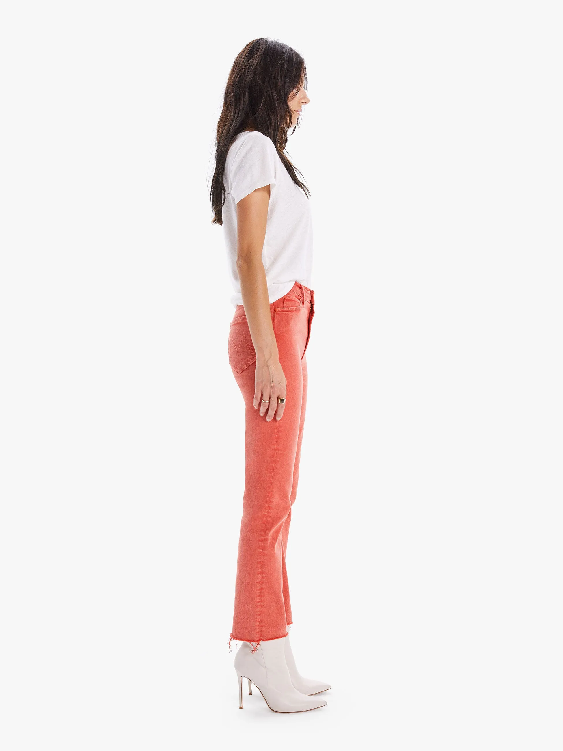 Mother - The Swooner Rascal Ankle Fray in Flame Scarlett