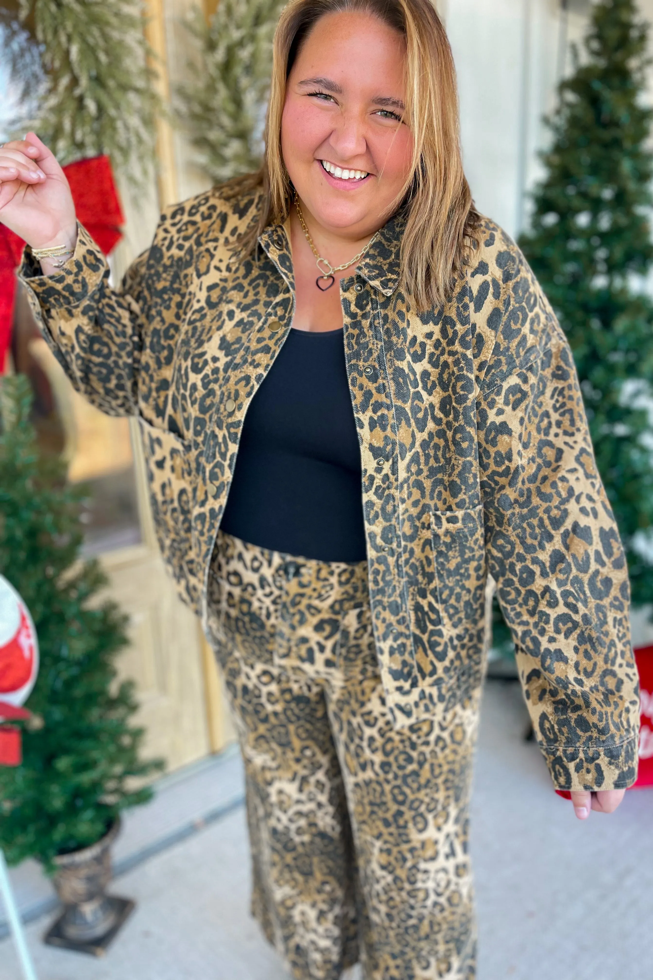 Nancy Animal Print Denim Long Sleeve Jacket