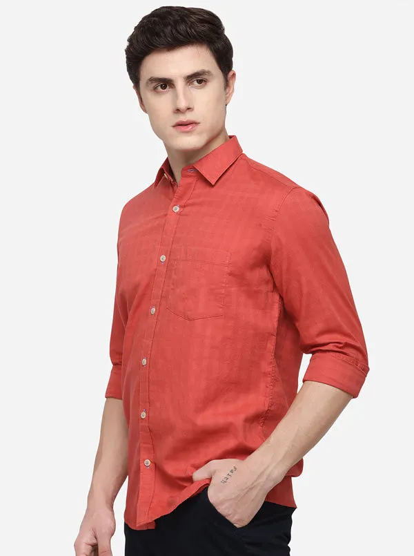 Paprika Red Solid Tailored Fit Casual Shirt | JadeBlue