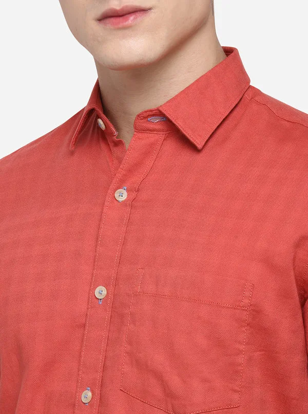 Paprika Red Solid Tailored Fit Casual Shirt | JadeBlue