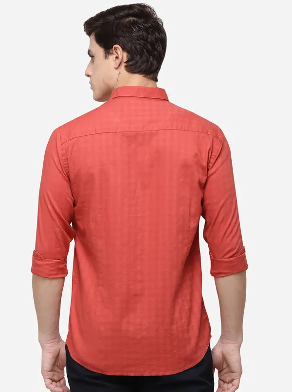 Paprika Red Solid Tailored Fit Casual Shirt | JadeBlue