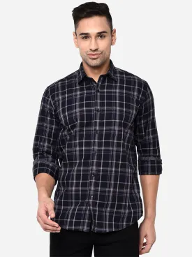 Peacot Blue Checked Slim Fit Casual Shirt | JadeBlue