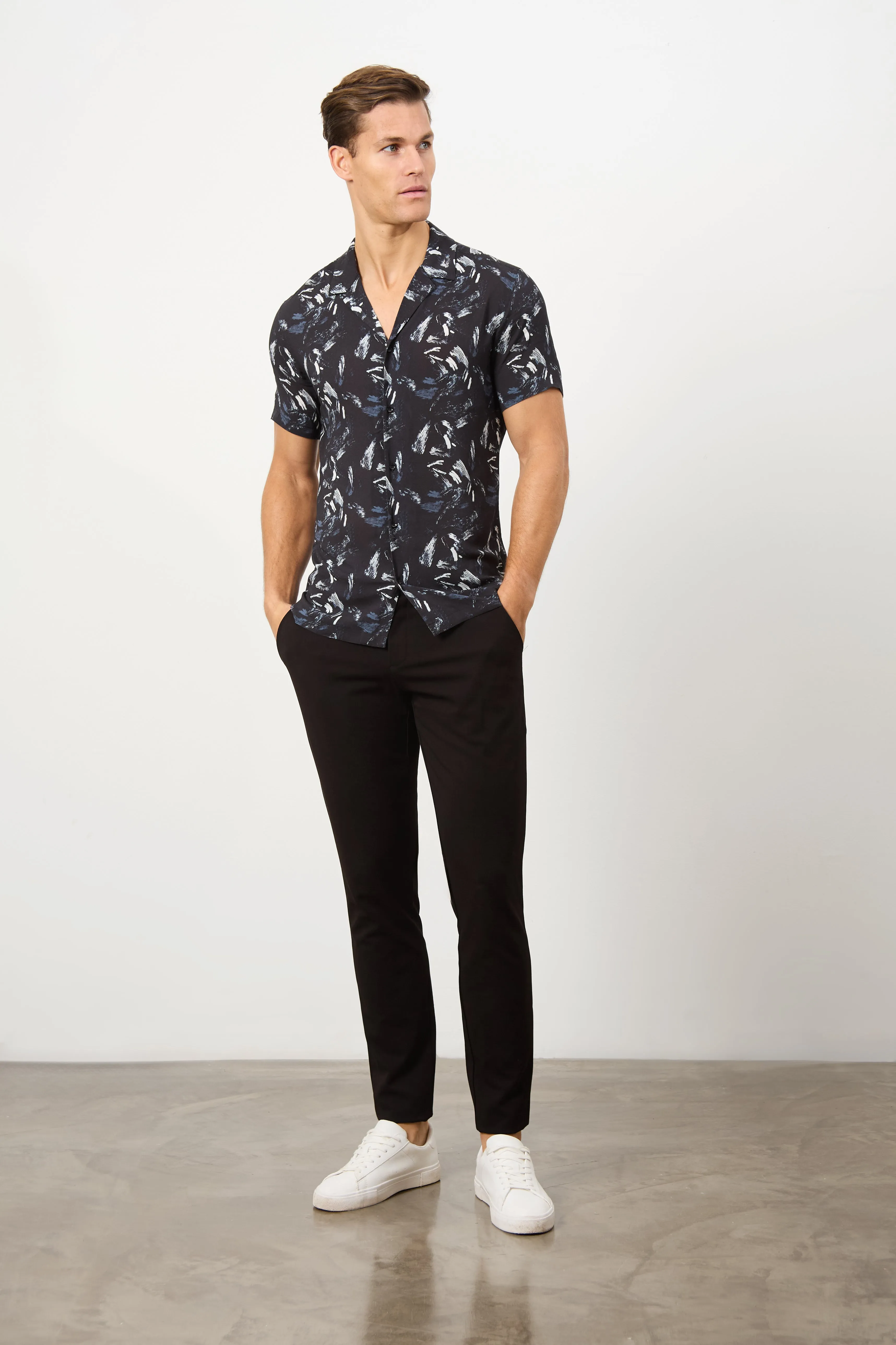 Printed Shirt in Brush Stroke