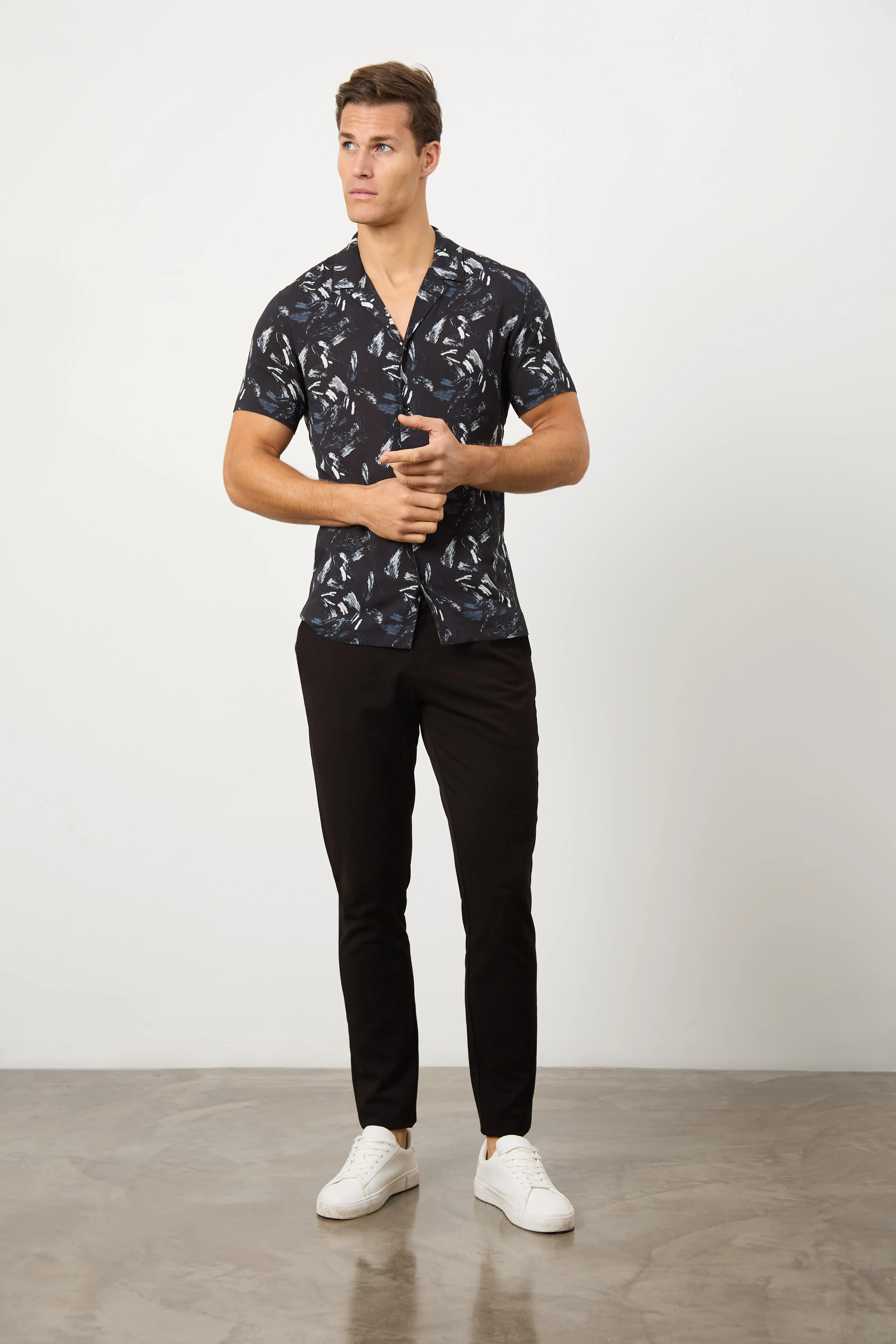 Printed Shirt in Brush Stroke