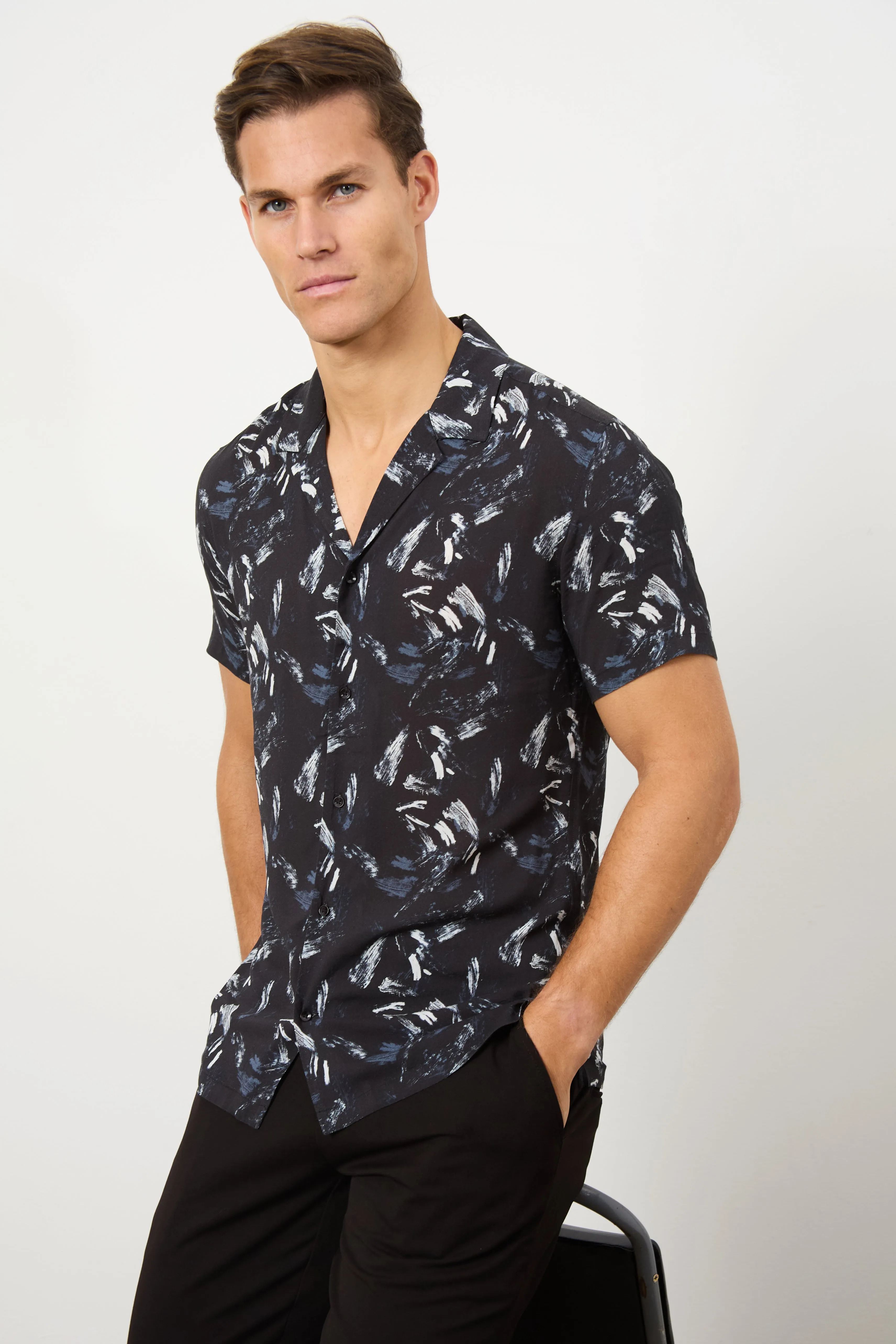 Printed Shirt in Brush Stroke