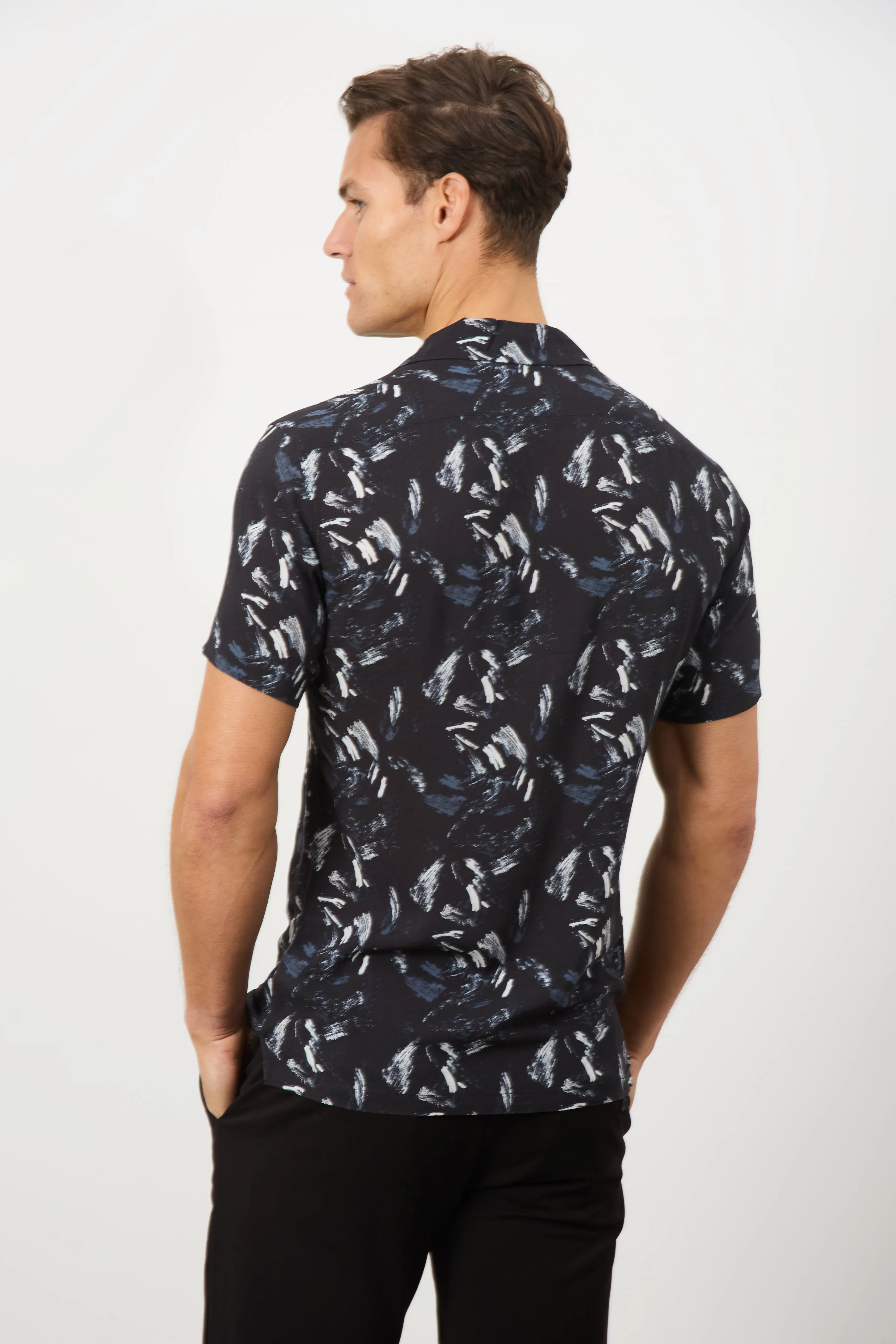 Printed Shirt in Brush Stroke