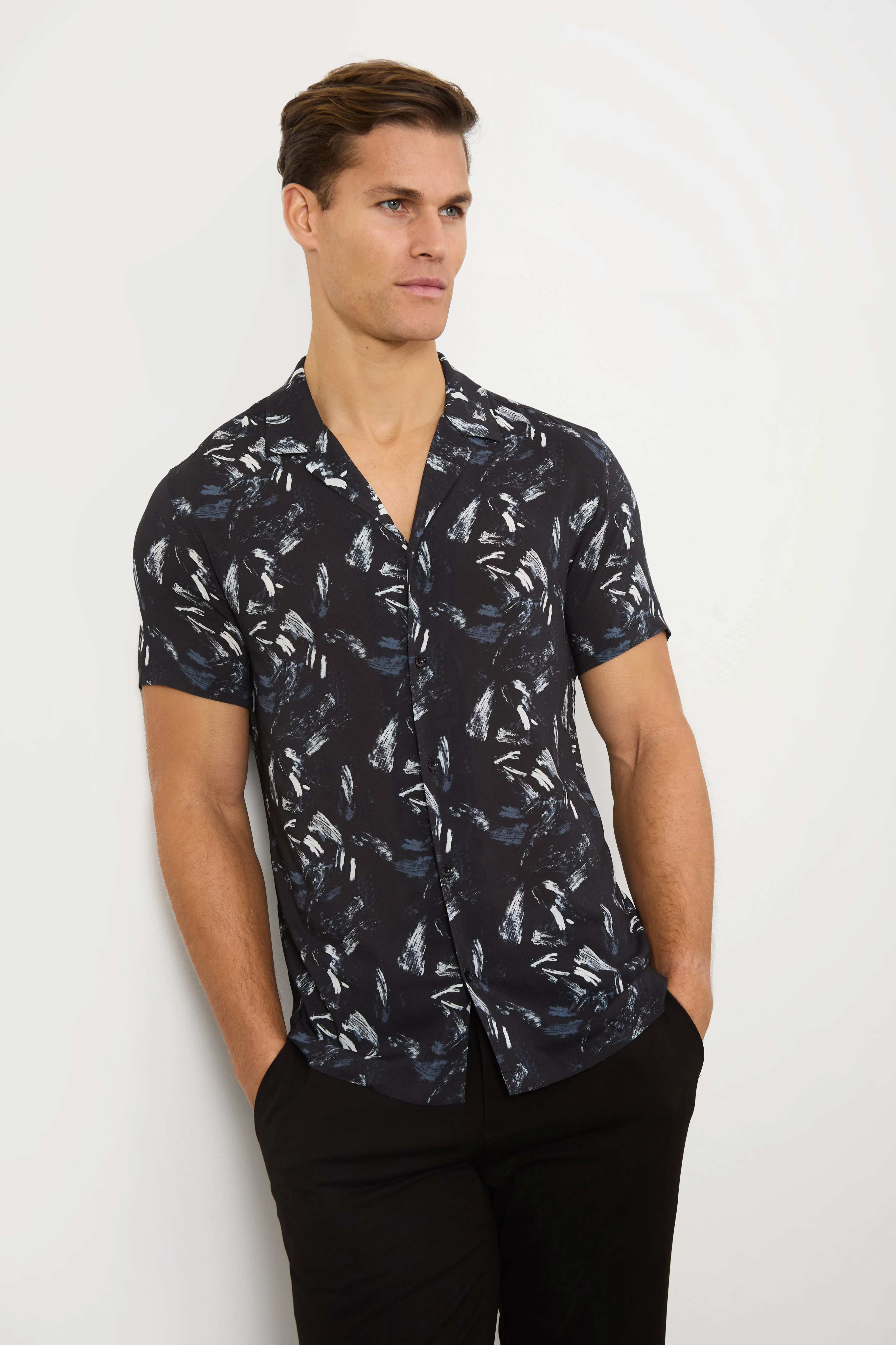 Printed Shirt in Brush Stroke