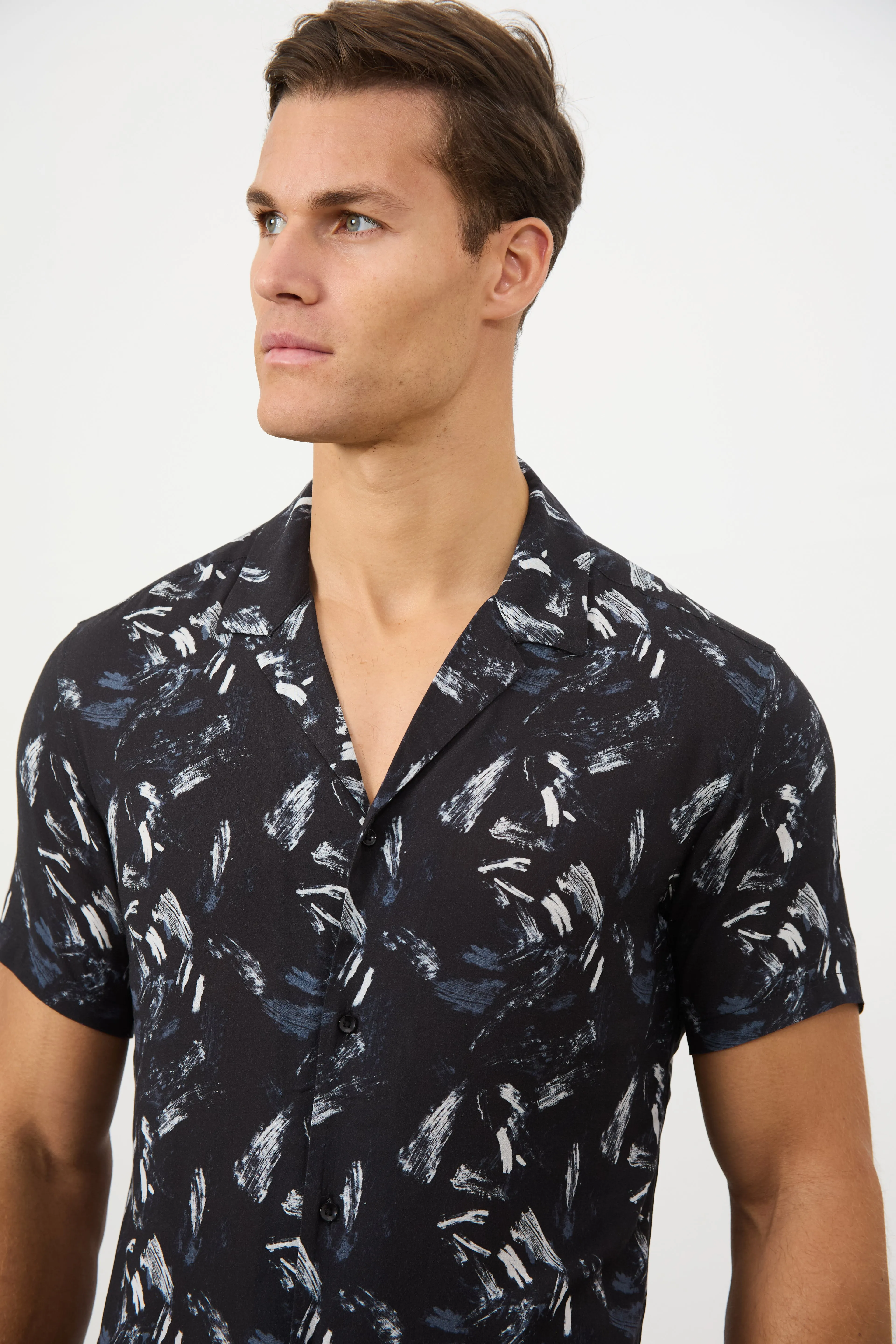 Printed Shirt in Brush Stroke