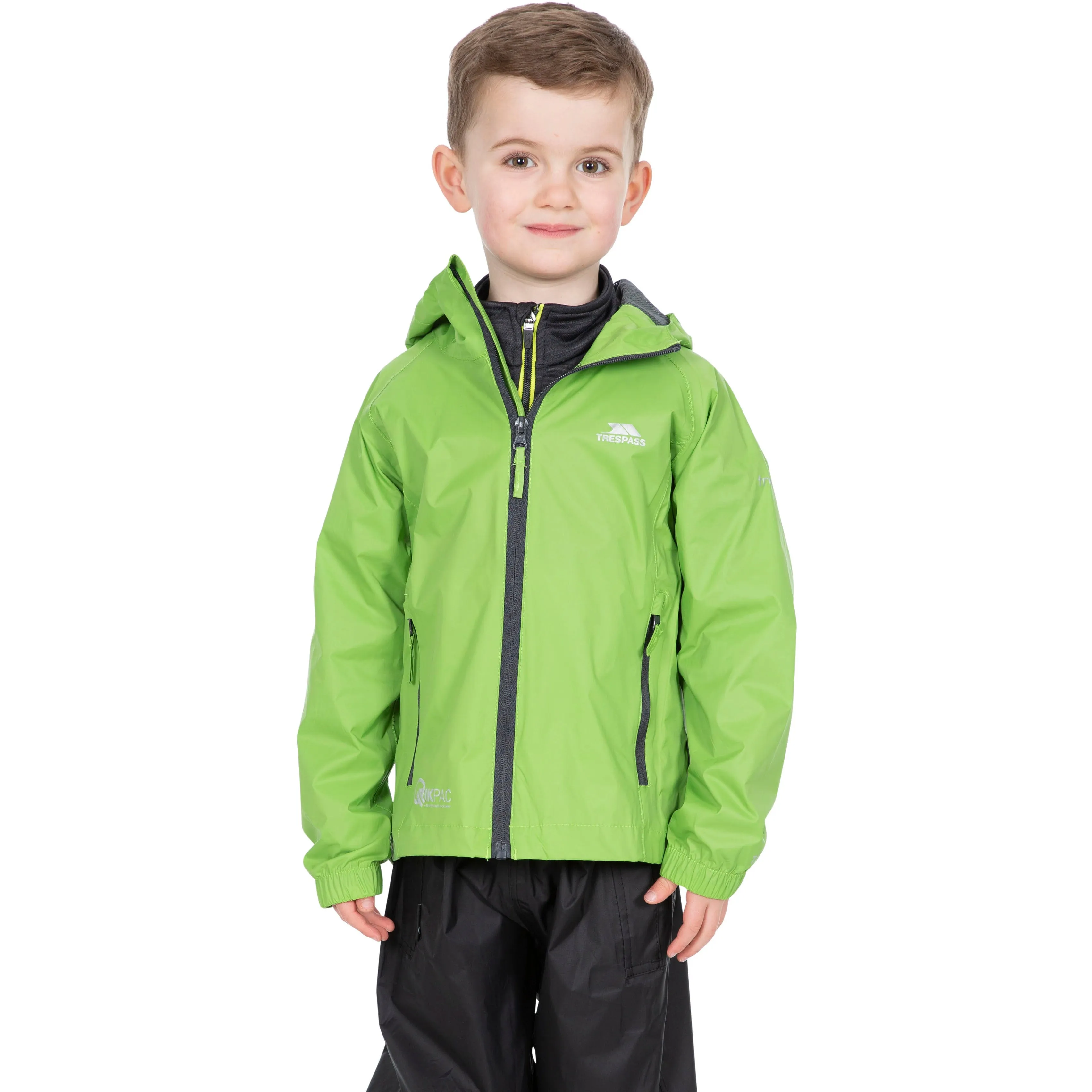Qikpac Kids Packaway Unpadded Waterproof Jacket in Leaf Green