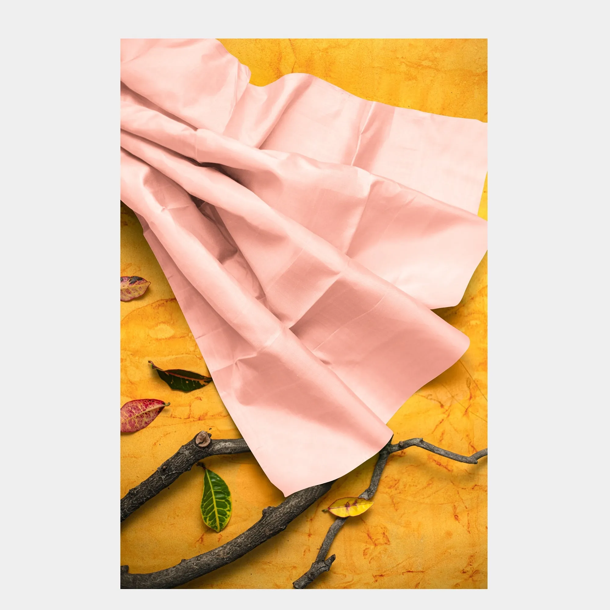 Solid Peach Color Plain Crepe Fabric