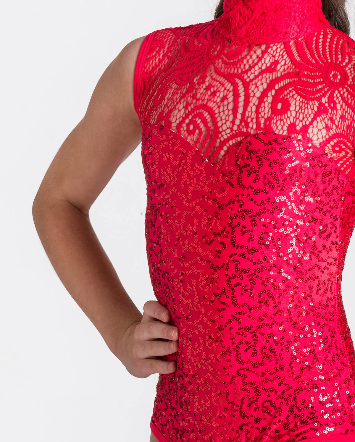 Studio 7, Deco Lace Leotard, Adults, RED, ADL03