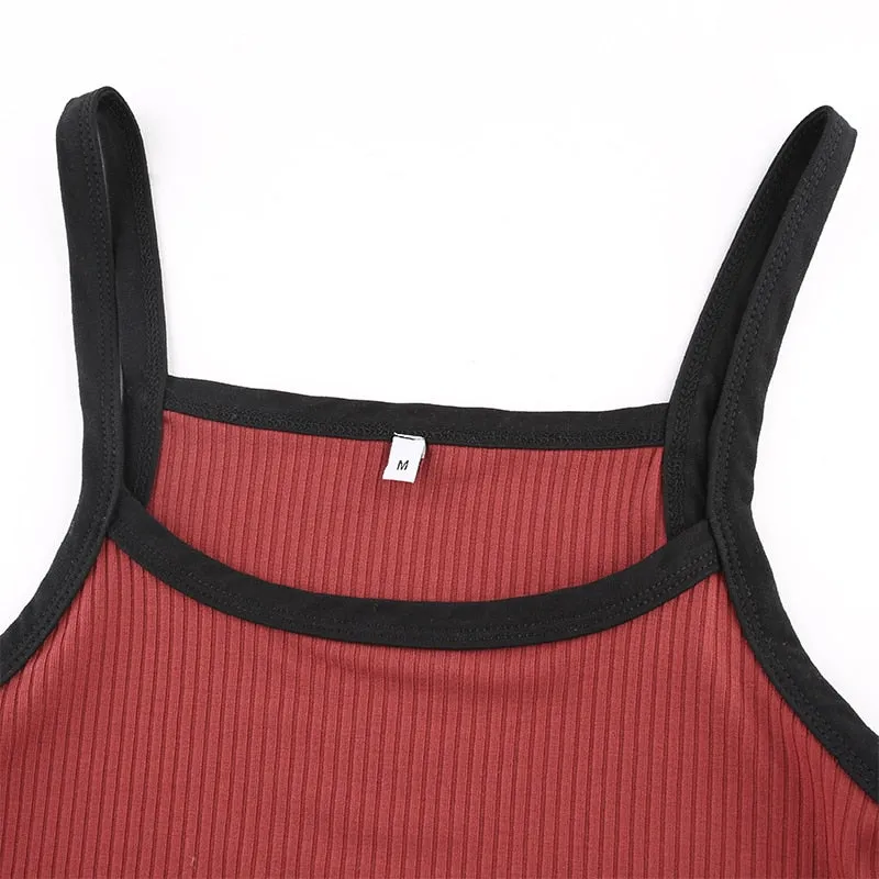 Summer New Fashion Contrast Color Tank Top Fitness Sleeveless