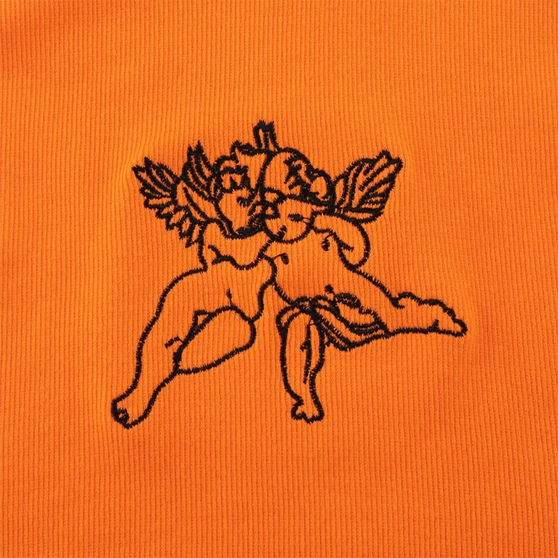 Tank Tops Sexy Fitness Angel Pattern Bralette Crop Top Sleeveless